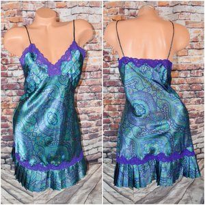 Victorias Secret Medium Satin Chemis Babydoll Gold Label Paisley Wrap